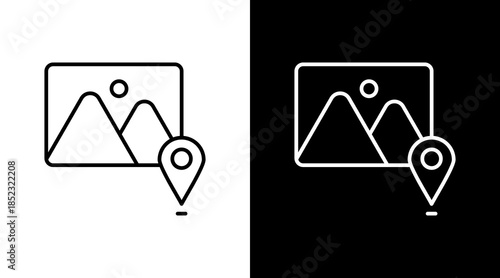 Ad Placement Outline White Icon Set Design