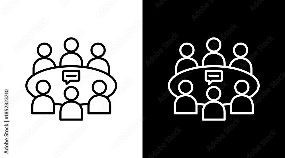 Φωτογραφία Board Meeting Outline White Icon Set Design