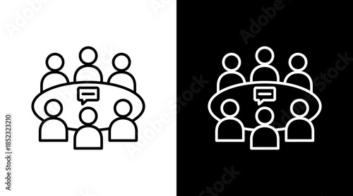 Board Meeting Outline White Icon Set Design