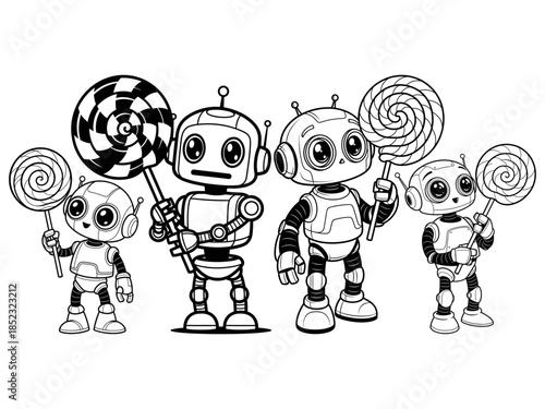 Cute Robot Holding Lollipop