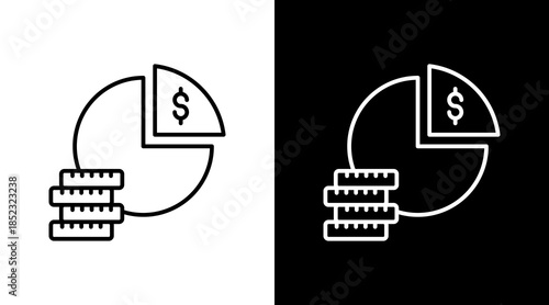 Equity Pie Chart Outline White Icon Set Design