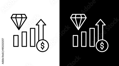 Share Value Outline White Icon Set Design