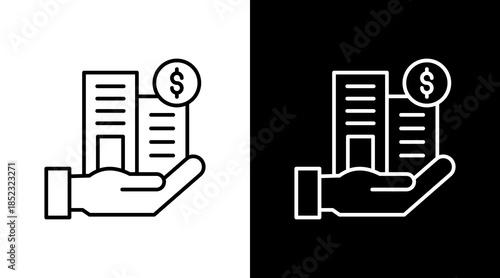 Corporate Earnings Outline White Icon Set Design
