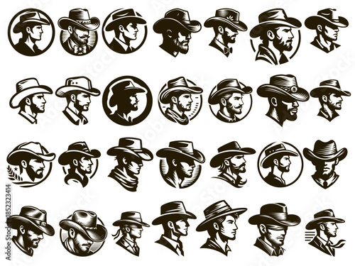 Set of Cowboy Logo Vector