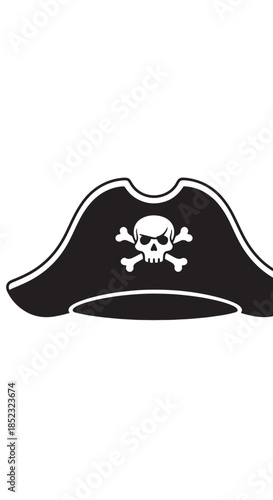 Pirate Hat Clipart Icon Featuring Skull and Crossbones Silhouette.