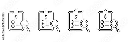 Business Test Icons Vector Set In Different Stroke Line Style