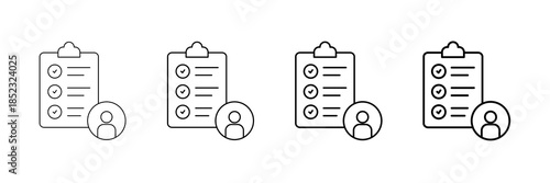User Survey Icons Vector Set In Different Stroke Line Style
