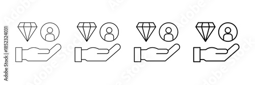 Customer Value Icons Vector Set In Different Stroke Line Style