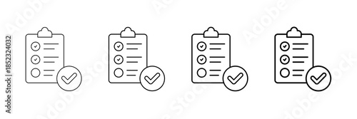 Test Results Icons Vector Set In Different Stroke Line Style