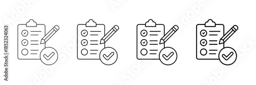 Learning Test Icons Vector Set In Different Stroke Line Style