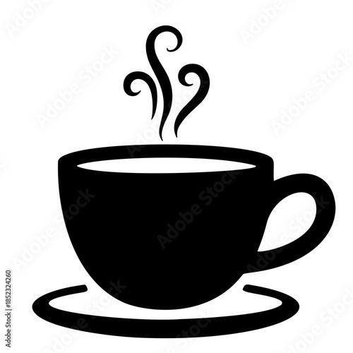 Hot Tea or Coffee Cup Flat Vector Icon, Caffeine Drink Symbol for Cafe Apps and Websites