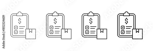 Price List Icons Vector Set In Different Stroke Line Style