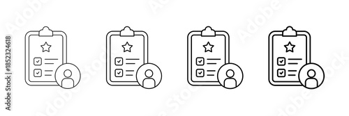 Evaluation Form Icons Vector Set In Different Stroke Line Style