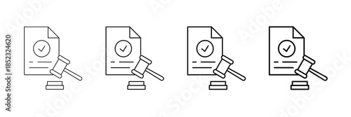 Bidding Result Icons Vector Set In Different Stroke Line Style