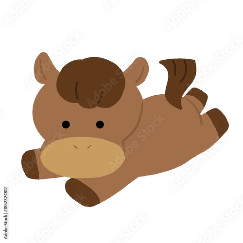 午年イラスト素材｜寝ころぶゆるい馬