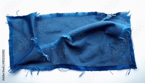 A Blue Piece Of Fabric With Frayed Edges
