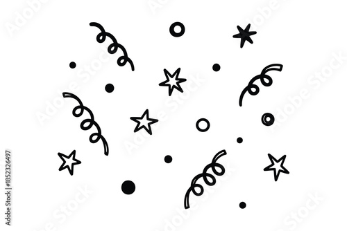 Doodle party confetti and stars