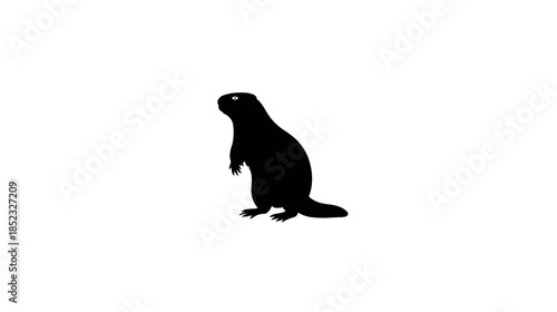 Groundhog Silhouette Standing on Hind Legs Isolated, Black Marmot Icon, Wildlife Rodent Graphic Design Element on White Background