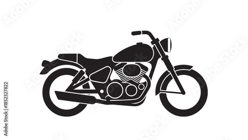 Black motorcycle silhouette vector illustration showing a sleek bike profile.