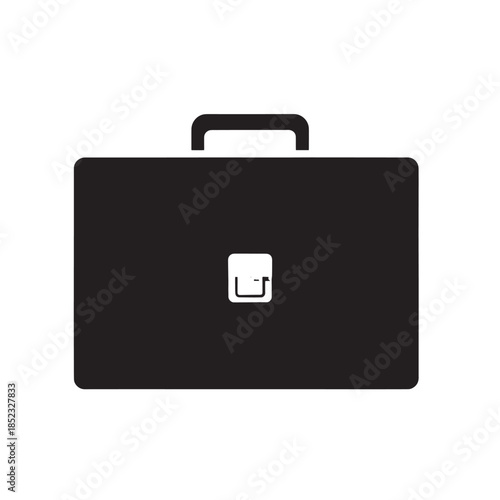 Simple black briefcase icon representing a professional business case and work accessory.