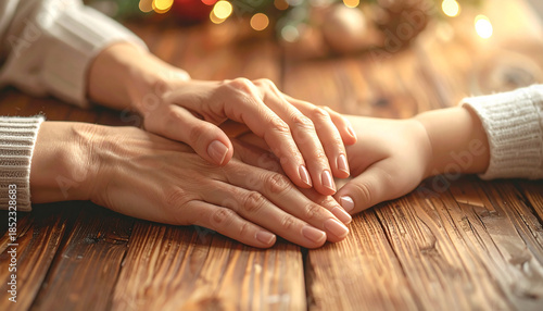 Hand in Hand: A tender moment of connection is captured as two sets of hands intertwine. The warmth and care of human interaction.