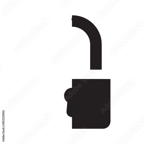 Minimal black and white silhouette of a handheld lighter icon with a curved top.