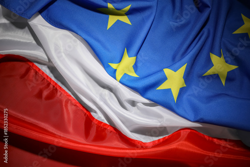 Flags of Poland and Europea...