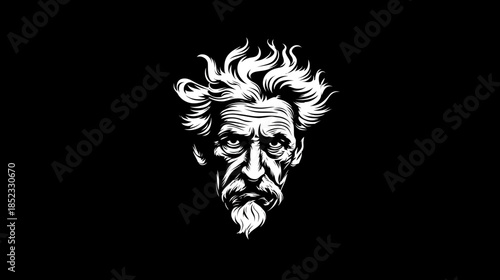 Dramatic monochrome portrait of an old man with detailed facial features