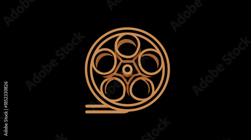 Stylized film reel icon on black background for cinematic visuals