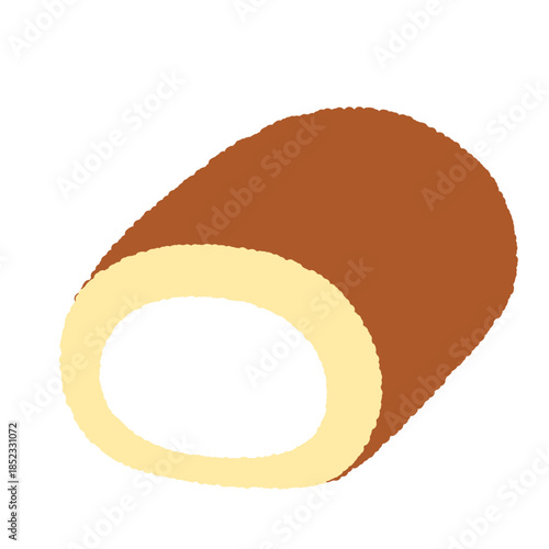 手書き風の食べ物単品アイコンイラスト　ロールケーキ