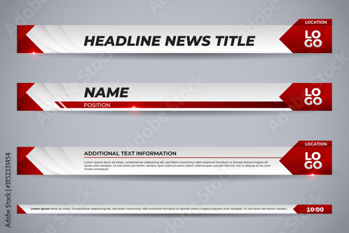 Set business red lower third for broadcast and stream channels