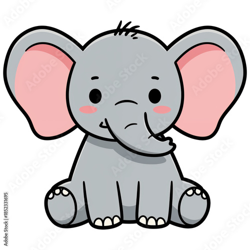 Cartoon Elephant: A cheerful and cute cartoon elephant with big ears and a charming smile, capturing the innocence of childhood.