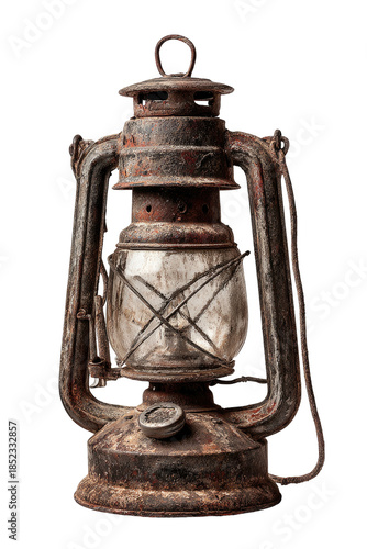 Rusted kerosene lamp with a glass globe