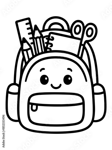 Backpack Full of School Supplies: A cheerful backpack, brimming with essential school supplies, is ready to accompany students on their educational journey.