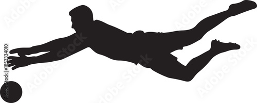 Soccer Goalkeeper Diving Save Vector Silhouette