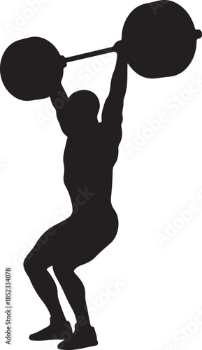 Weightlifter Lifting Barbell Vector Silhouette