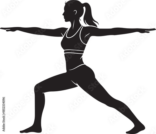Yoga Instructor Warrior Pose Vector Silhouette
