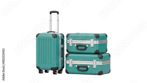 Teal Suitcases Stacked and Ready for Travel