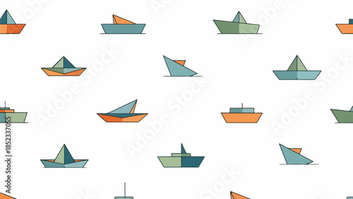 Colorful illustration of multiple sailboats on a white background with a playful and nautical theme.