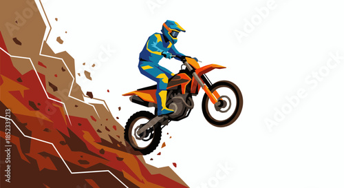 vector illustration. motocross rider on a motorcycle	
