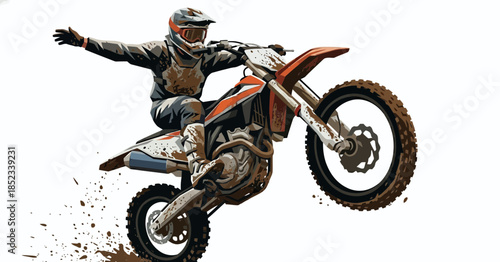 vector illustration. motocross rider on a motorcycle	
