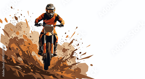 vector illustration. motocross rider on a motorcycle	
