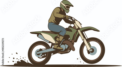 vector illustration. motocross rider on a motorcycle	
