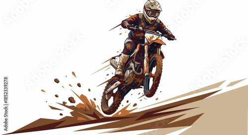 vector illustration. motocross rider on a motorcycle	
