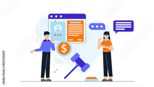 Telecommunication Tower Installation. Flat Vector Illustration