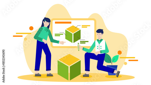 3D Printing Prototype Development. Flat Vector Illustration