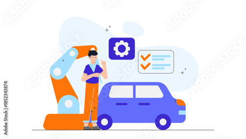 Insurtech Company Processing Claim via App. Flat Vector Illustration