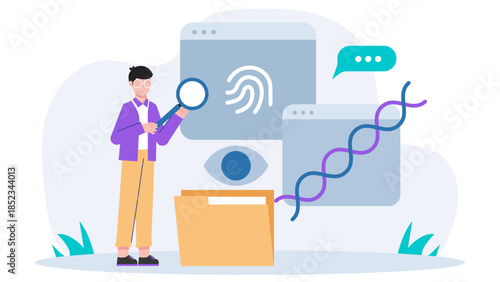 Digital Forensics Investigation. Flat Vector Illustration