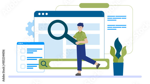 Digital Forensics Investigation. Flat Vector Illustration