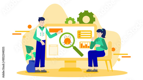 Digital Forensics Investigation. Flat Vector Illustration